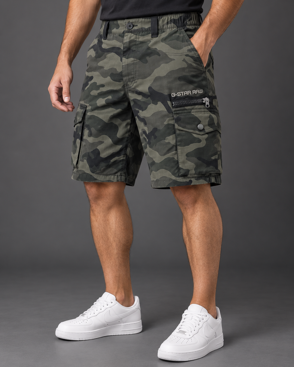 Men’s Charcoal Camouflage Cargo Shorts