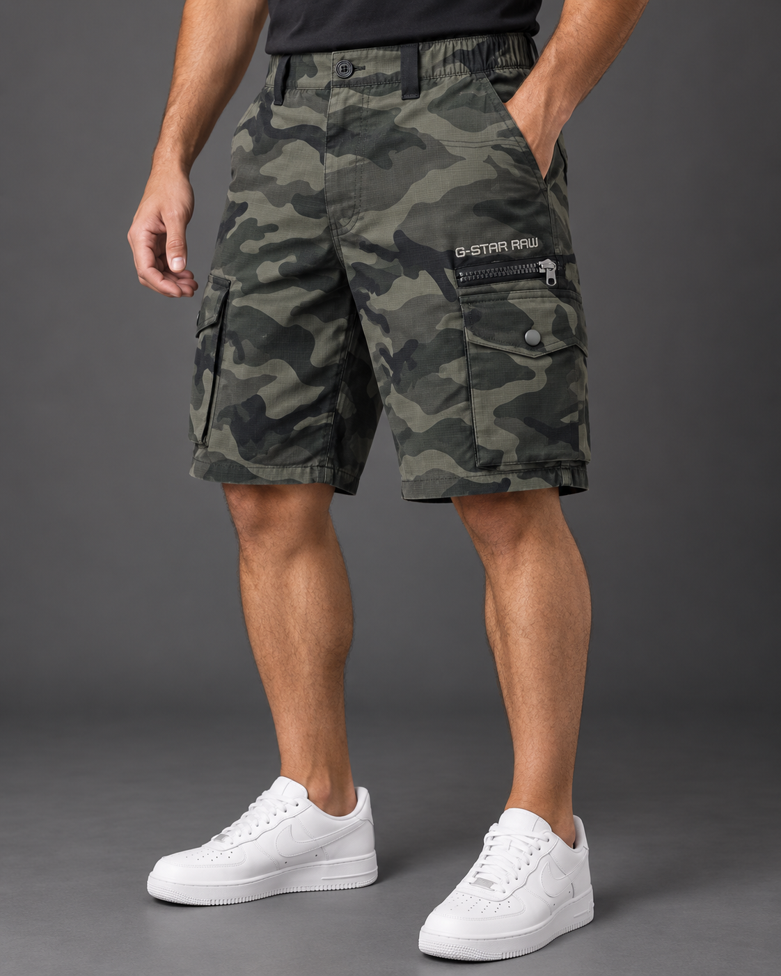 Men’s Charcoal Camouflage Cargo Shorts