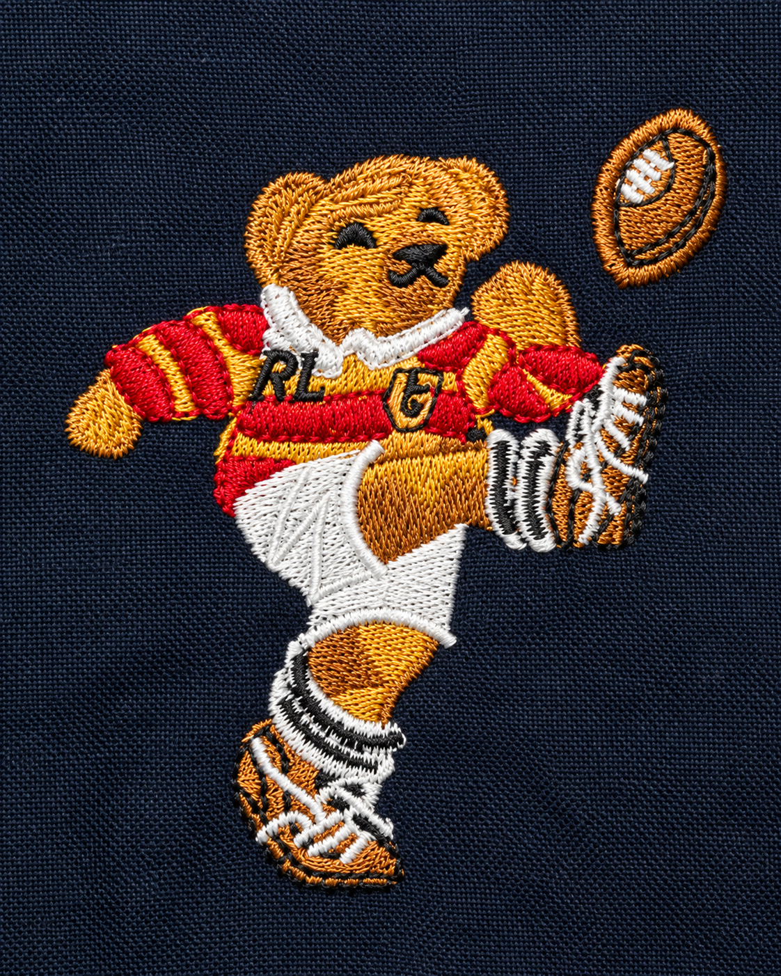 Men’s Navy Blue Teddy Bear Embroidered Button-Down Shirt