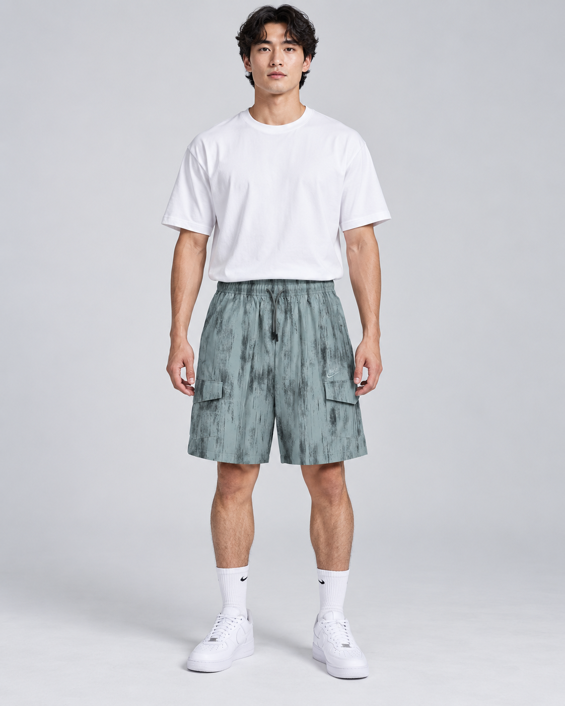 Men’s Grey Washed Cargo Shorts