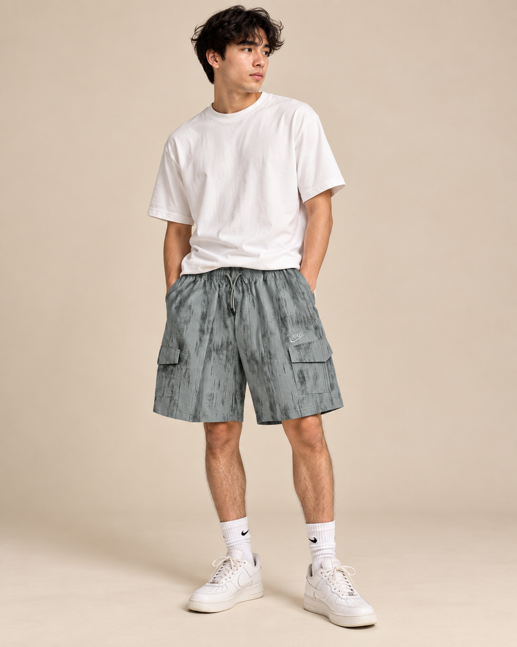 Men’s Grey Washed Cargo Shorts