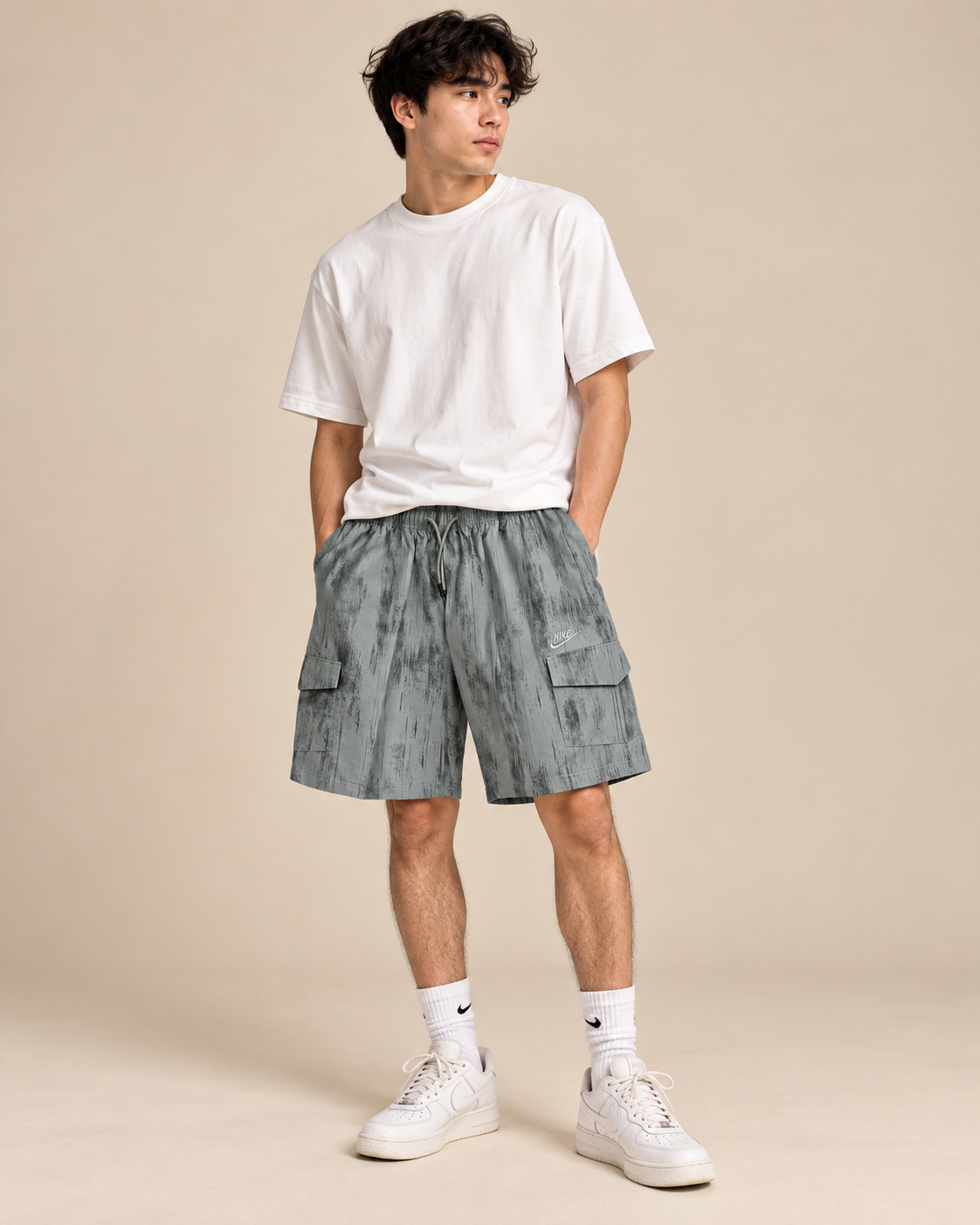 Men’s Grey Washed Cargo Shorts