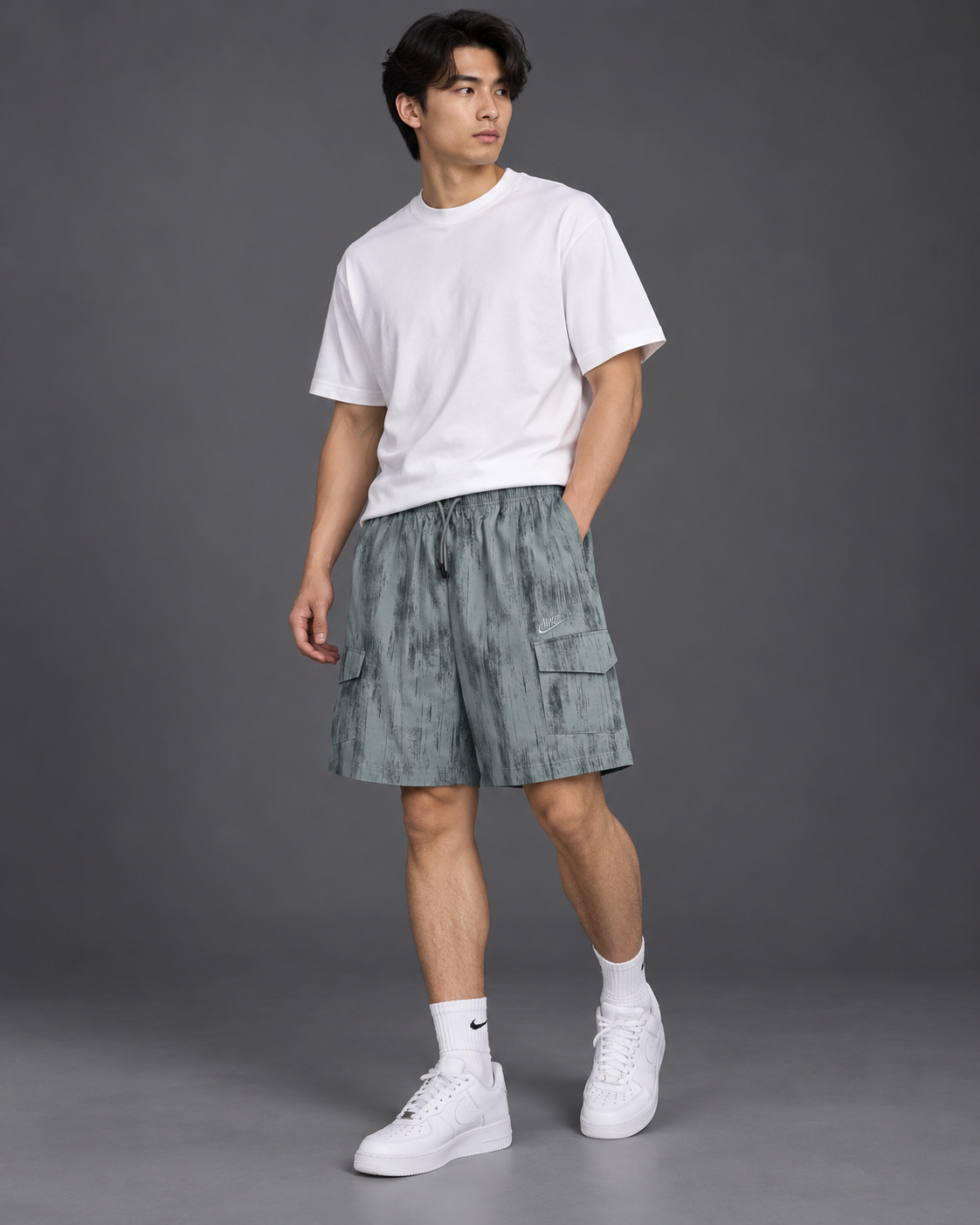 Men’s Grey Washed Cargo Shorts