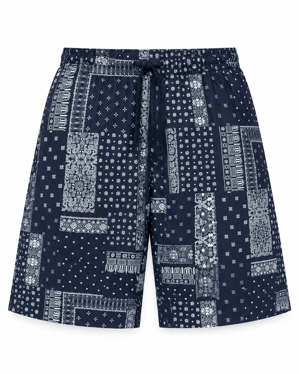 Men’s Navy Bandana Print Drawstring Shorts