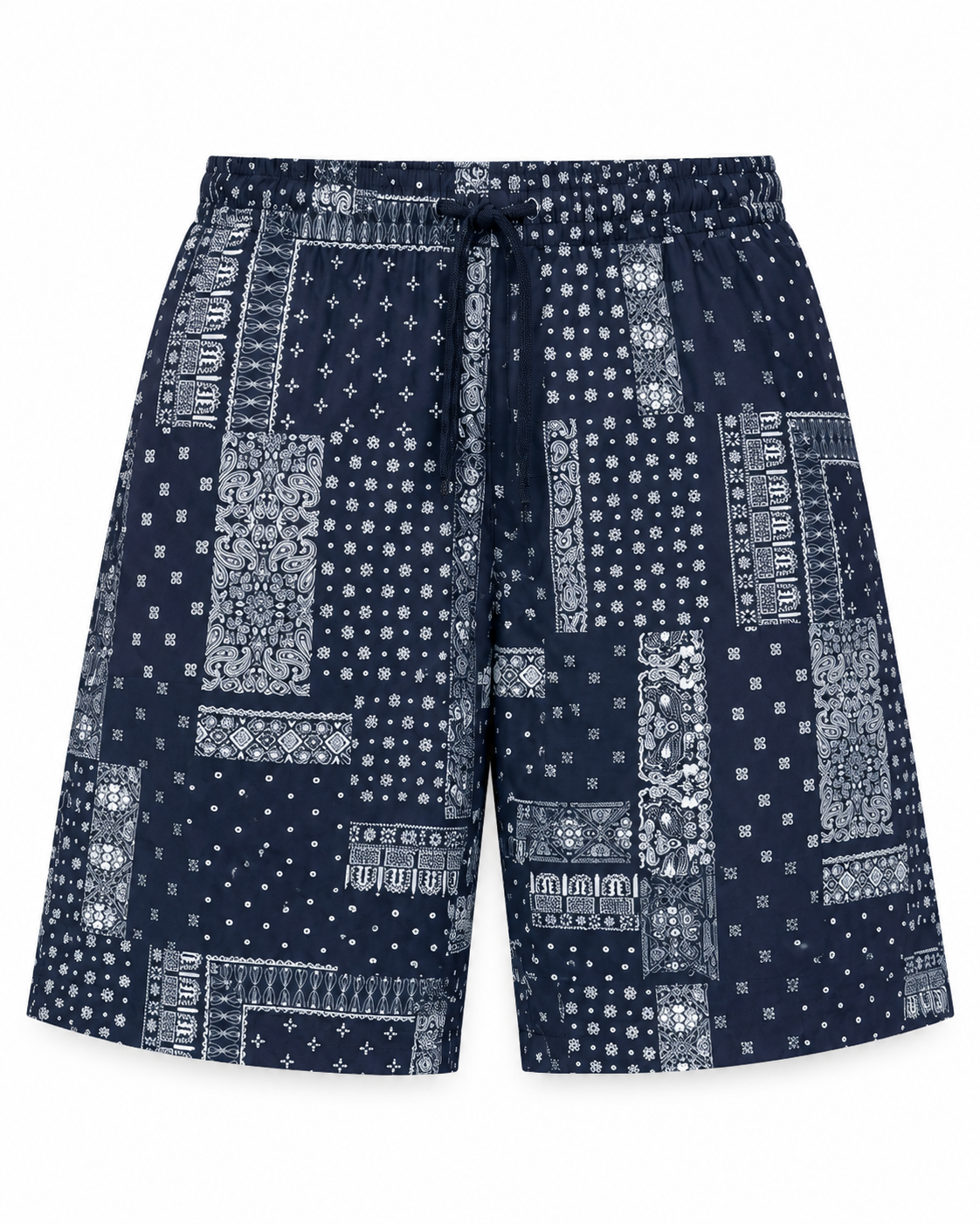 Men’s Navy Bandana Print Drawstring Shorts