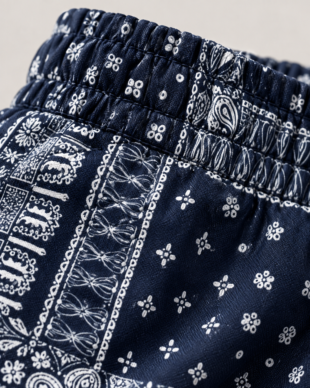 Men’s Navy Bandana Print Drawstring Shorts