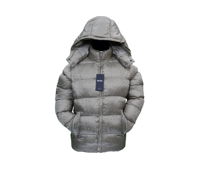 BOSS Inspired Quilted Winter Jacket with Detachable Hood