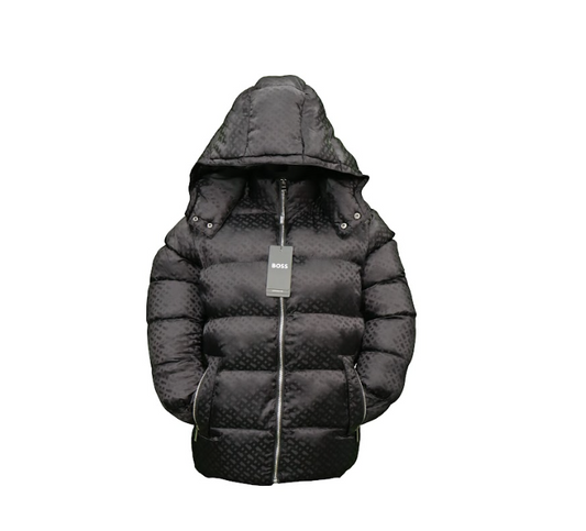 BOSS Inspired Quilted Winter Jacket with Detachable Hood