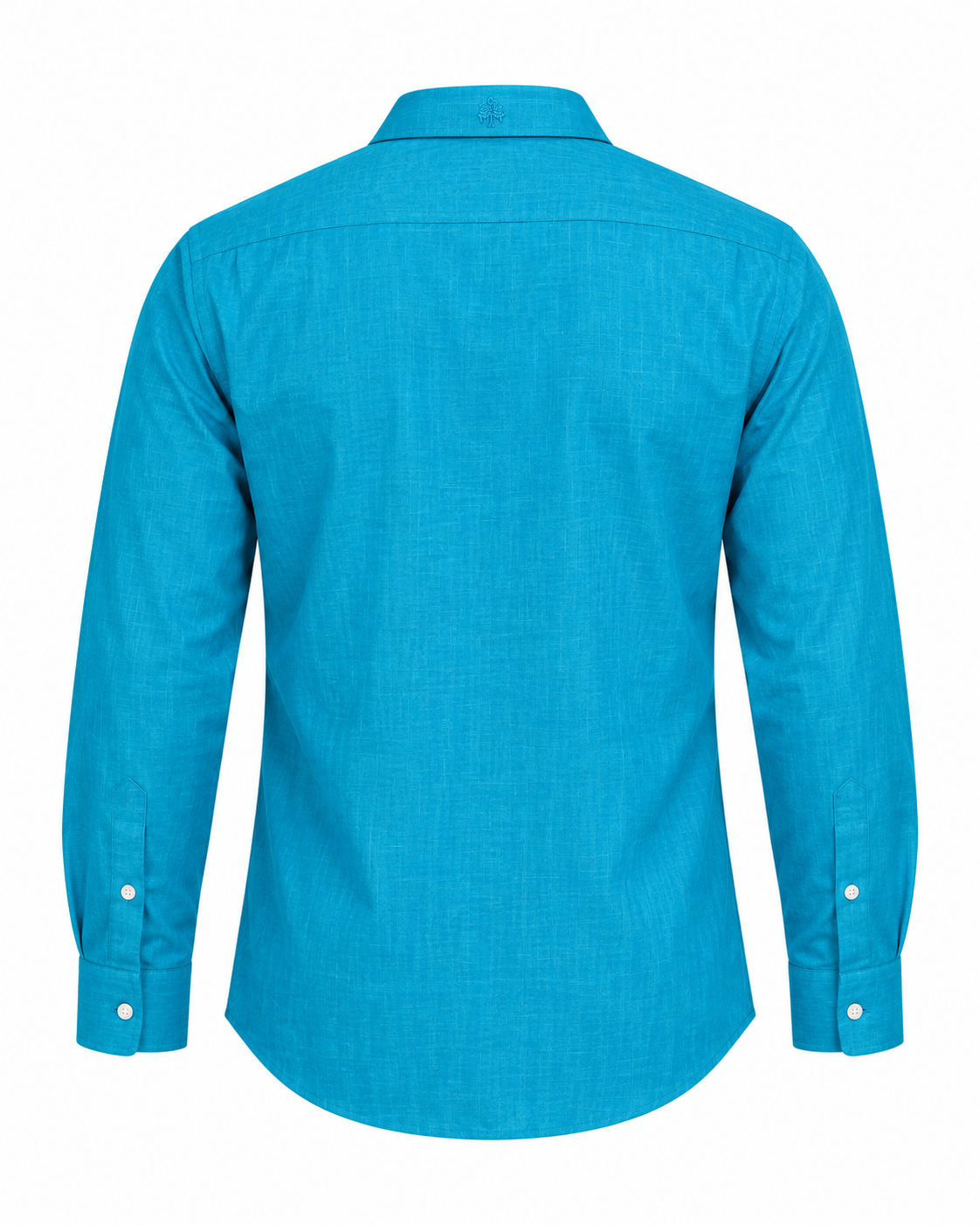 Men’s Turquoise Blue Textured Full-Sleeve Button-Down Shirt
