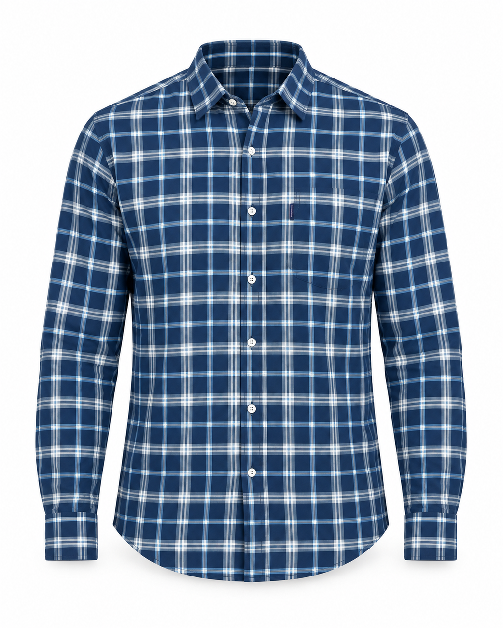 Navy Blue Check Shirt – Classic Fit