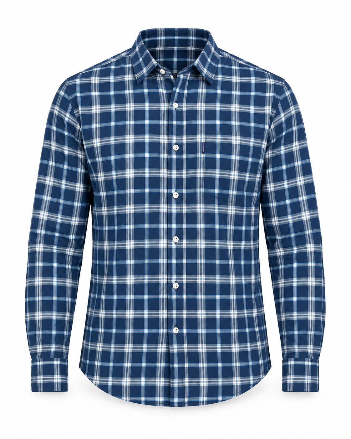 Navy Blue Check Shirt – Classic Fit
