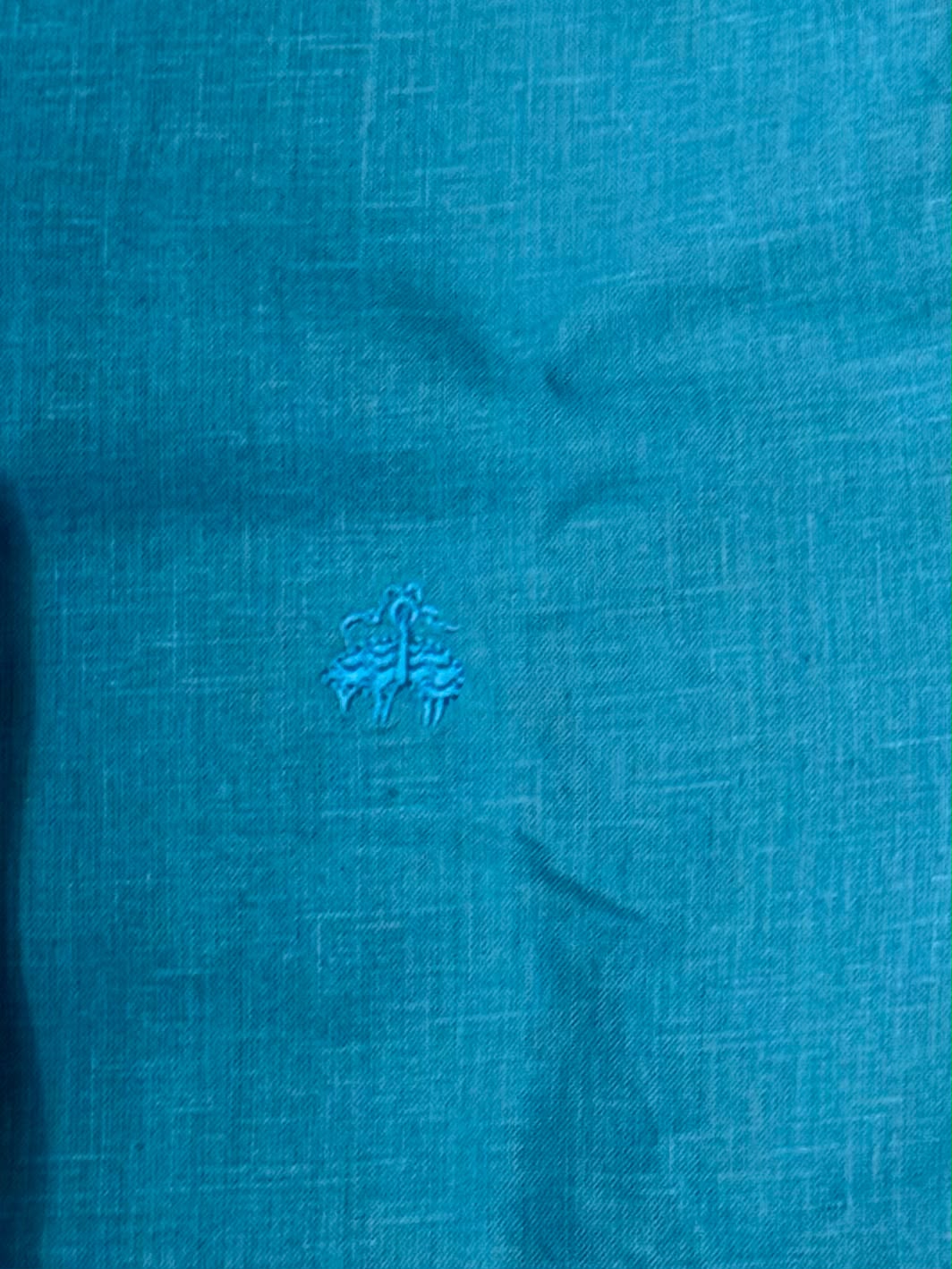 Men’s Turquoise Blue Textured Full-Sleeve Button-Down Shirt