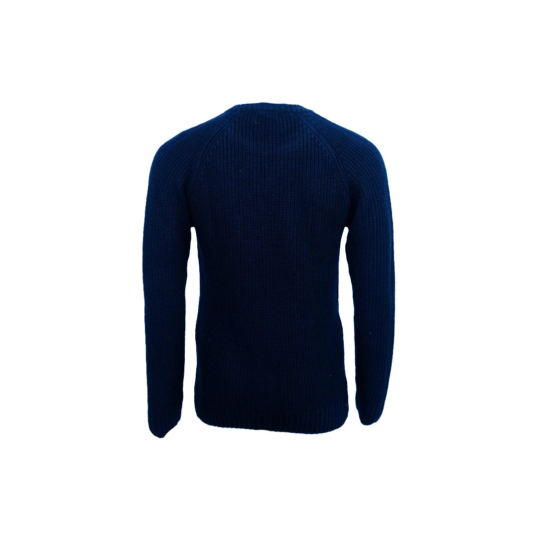 Men's Classic Fit Ribbed Crew Neck Sweater with Signature Logo