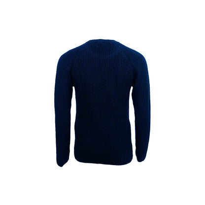 Men's Classic Fit Ribbed Crew Neck Sweater with Signature Logo