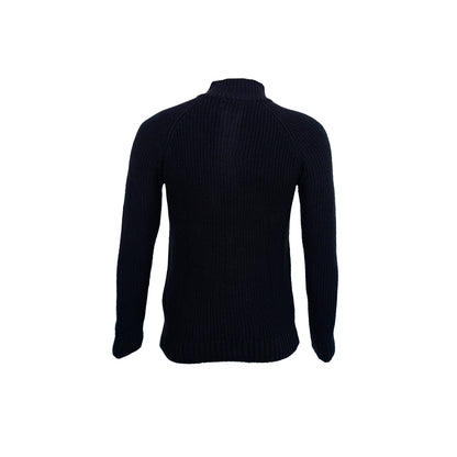 Classic Black Lacoste Quarter-Zip Ribbed Sweater