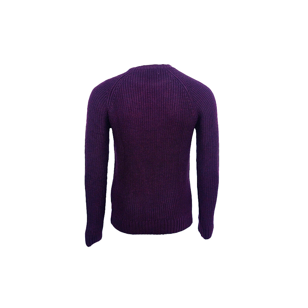 Men's Classic Fit Ribbed Crew Neck Sweater with Signature Logo