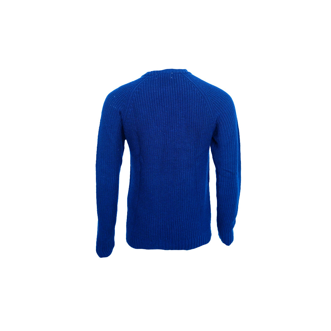 Men's Classic Fit Ribbed Crew Neck Sweater with Signature Logo