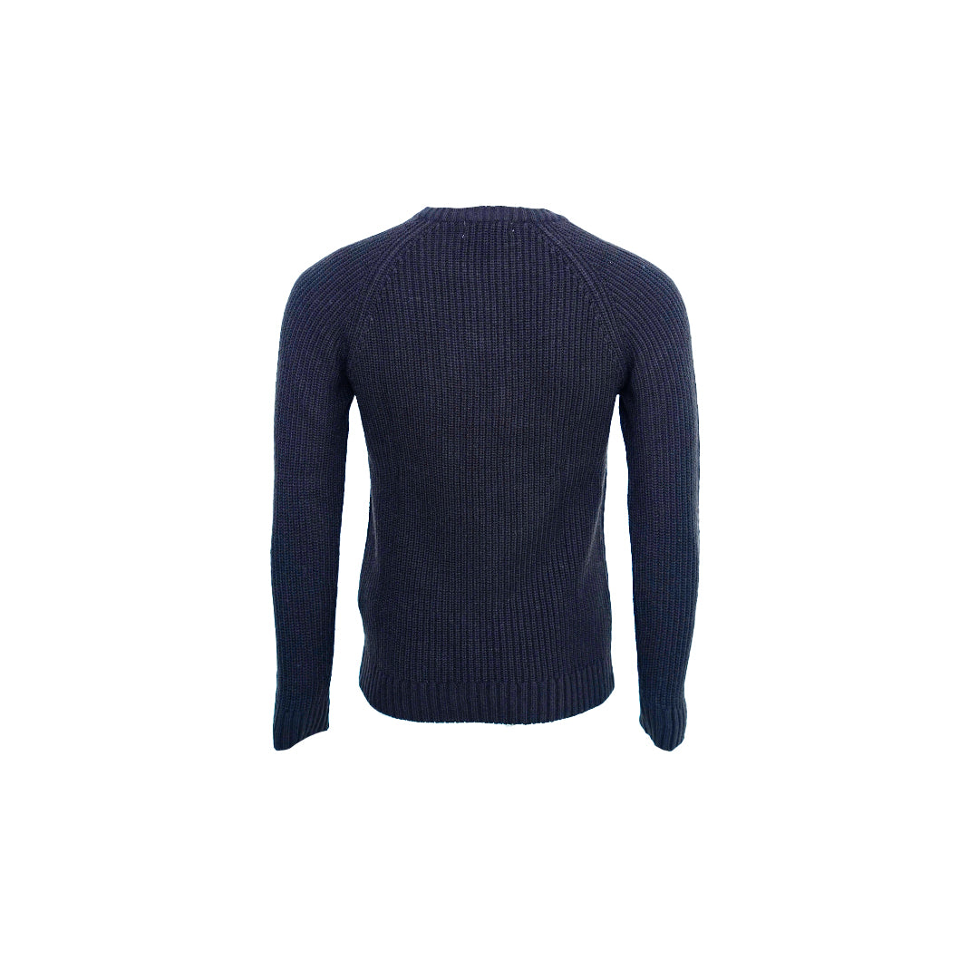 Men's Classic Fit Ribbed Crew Neck Sweater with Signature Logo