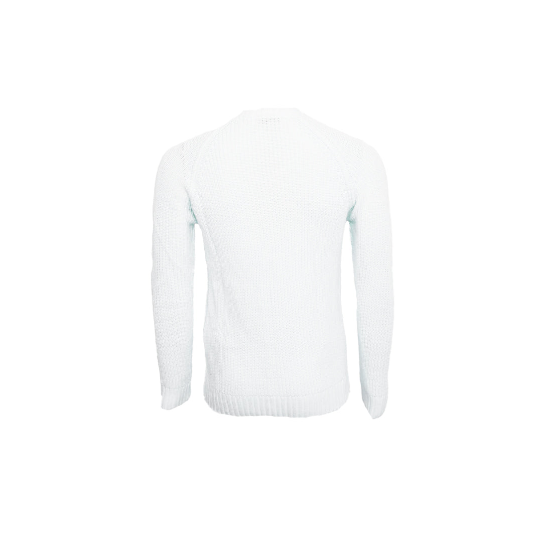 Men's Classic Fit Ribbed Crew Neck Sweater with Signature Logo