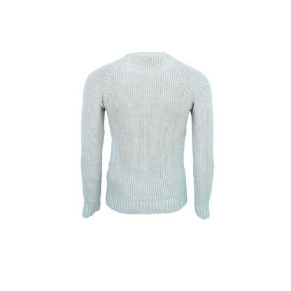 Men's Classic Fit Ribbed Crew Neck Sweater with Signature Logo