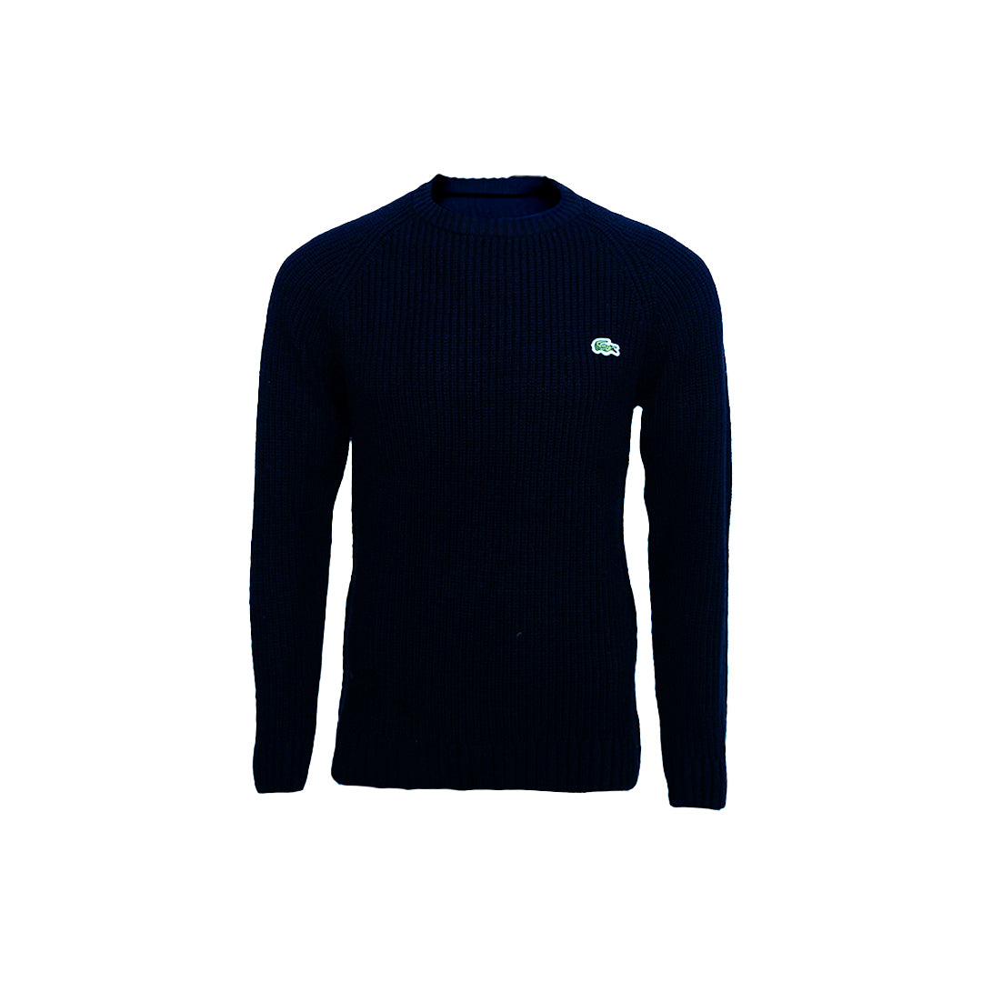 Men's Classic Fit Ribbed Crew Neck Sweater with Signature Logo