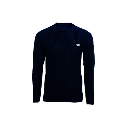 Men's Classic Fit Ribbed Crew Neck Sweater with Signature Logo