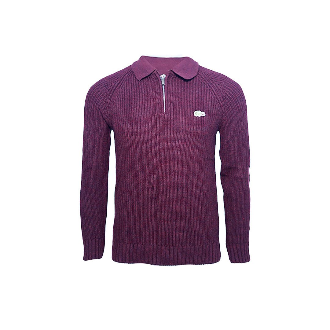 Classic Knit Raglan Sleeve Zip-Neck Pullover