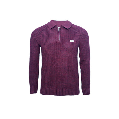 Classic Knit Raglan Sleeve Zip-Neck Pullover