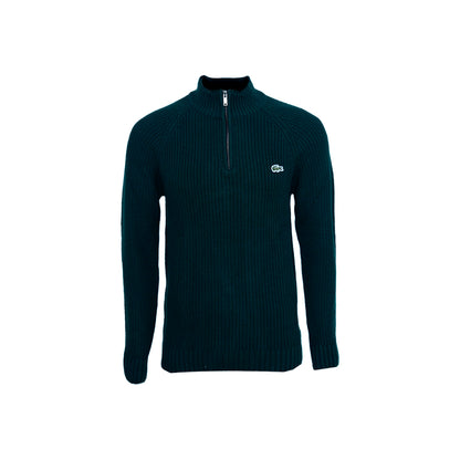 Classic Black Lacoste Quarter-Zip Ribbed Sweater