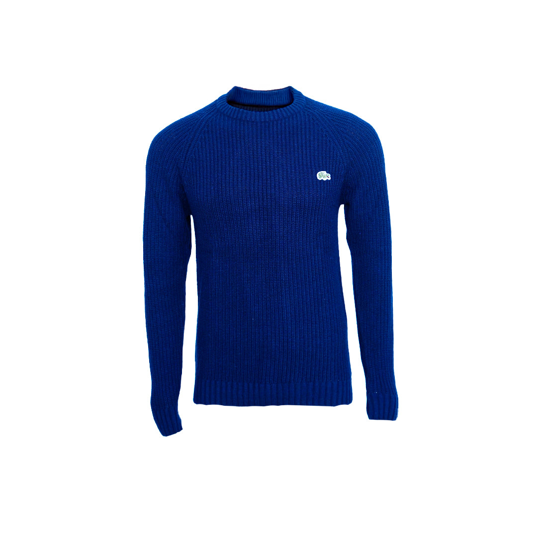 Men's Classic Fit Ribbed Crew Neck Sweater with Signature Logo
