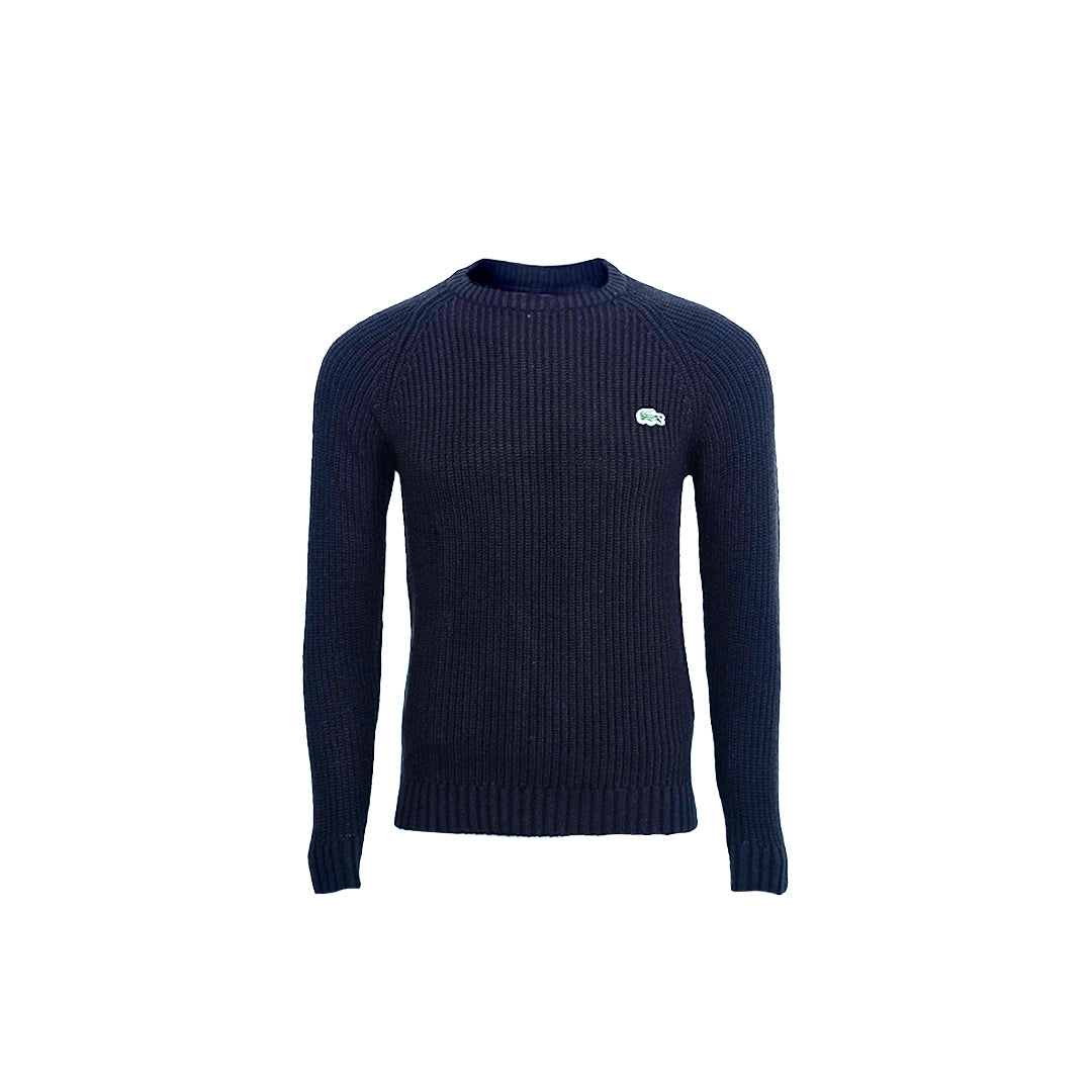 Men's Classic Fit Ribbed Crew Neck Sweater with Signature Logo