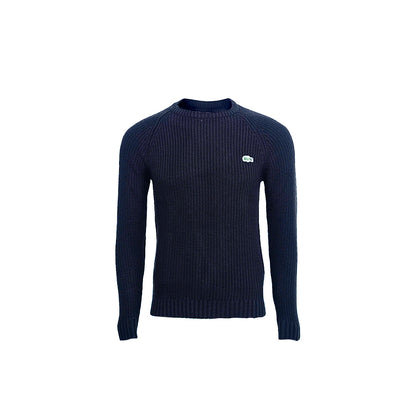 Men's Classic Fit Ribbed Crew Neck Sweater with Signature Logo