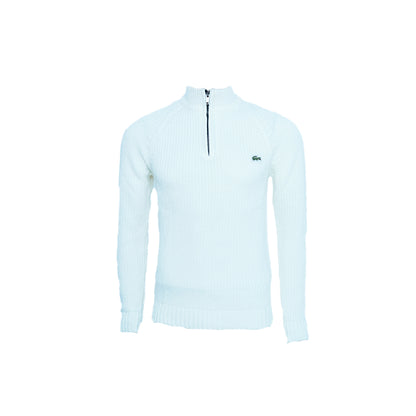 Classic Black Lacoste Quarter-Zip Ribbed Sweater