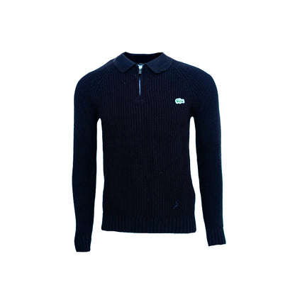 Classic Knit Raglan Sleeve Zip-Neck Pullover