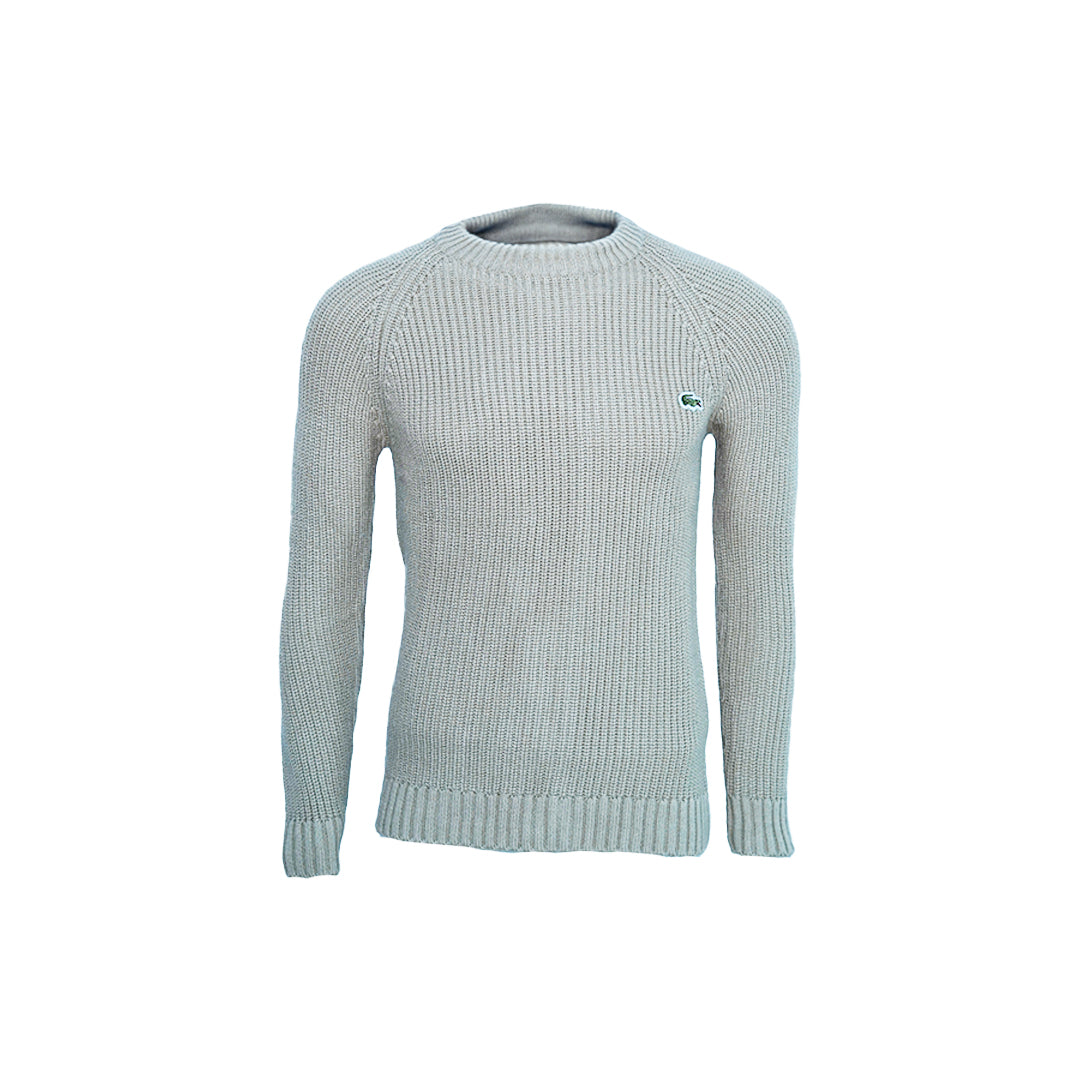 Men's Classic Fit Ribbed Crew Neck Sweater with Signature Logo