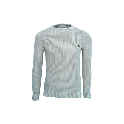 Men's Classic Fit Ribbed Crew Neck Sweater with Signature Logo