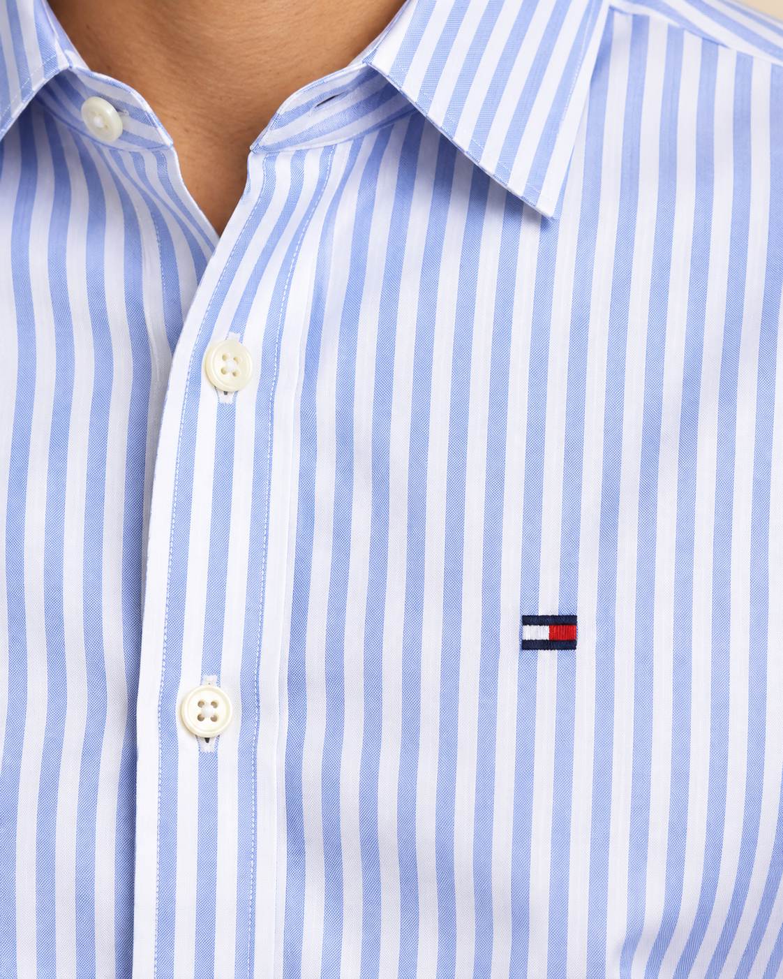 Men’s Blue & White Vertical Striped Button-Down Shirt