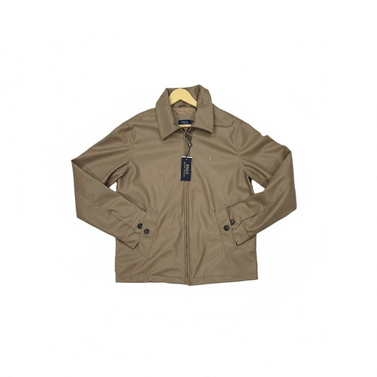 Faux Leather Zip-Up Jacket with Polo Tag